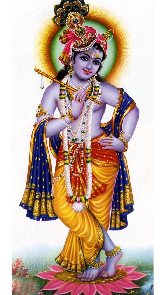 Hindu god flute flower lap free wallpaper - medium preview image