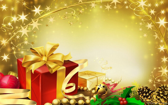 Christmas background presents decorations gold #7 free wallpaper - medium preview image