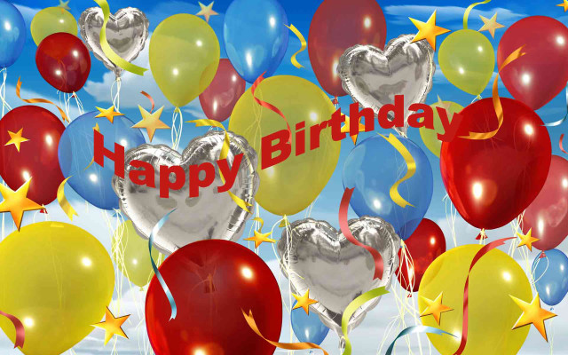 Happy birthday balloons stars sky free wallpaper - medium preview image