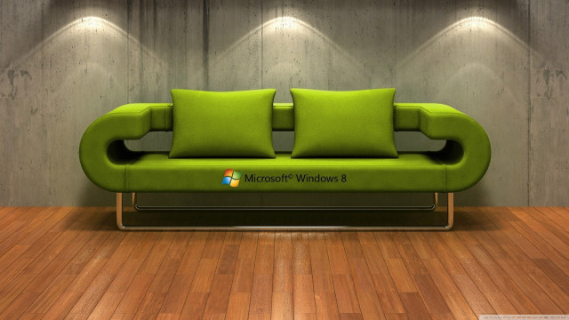 Green couch wooden floor lit free wallpaper - medium preview image