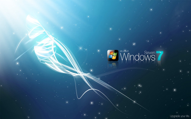 Blue white swirls windows7 star free wallpaper - medium preview image