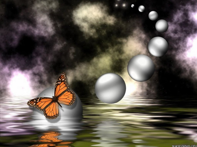 Butterfly flying water bubbles balls free wallpaper - medium preview image