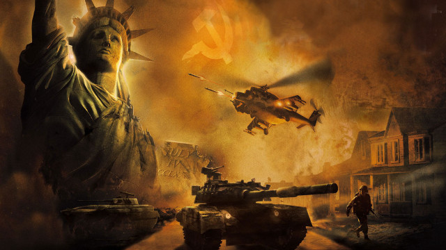 Statue liberty helicopter city tanks free wallpaper - medium preview image