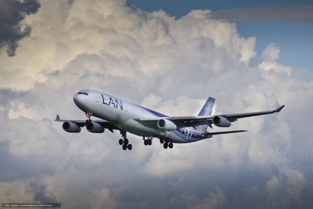 Jetliner flying cloudy sky landing #2 free wallpaper - medium preview image