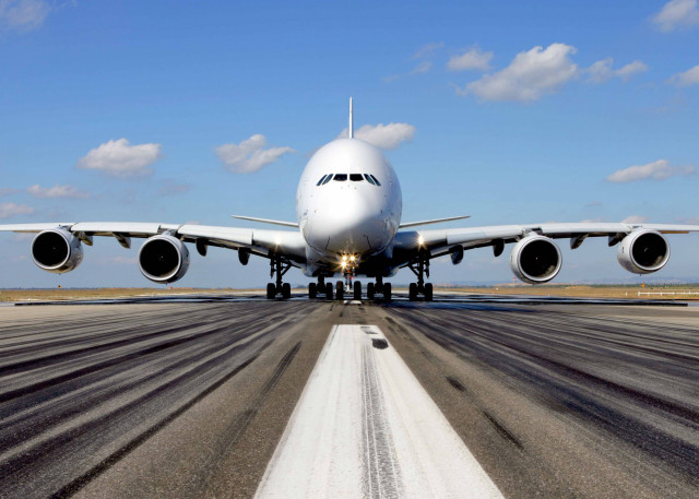 Large jetliner airport runway strip free wallpaper - medium preview image