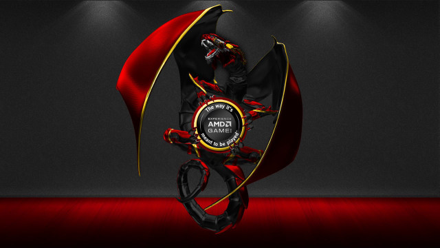 Red black sculpture ribbon logo free wallpaper - medium preview image