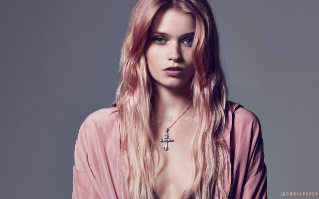 Woman blonde longhair pinkshirt gothic free wallpaper - medium preview image