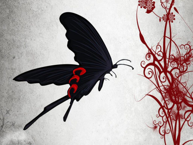Black butterfly red accents red free wallpaper - medium preview image