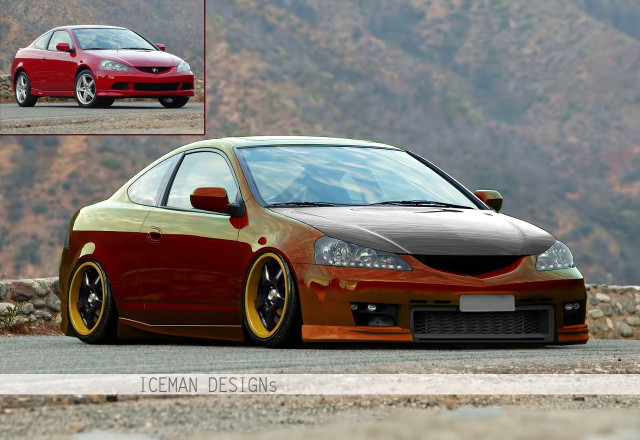 Red car parked road mountain free wallpaper - medium preview image