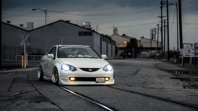 White car street train track free wallpaper - medium preview image