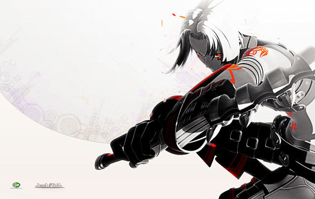 Black white outfit gun red free wallpaper - medium preview image