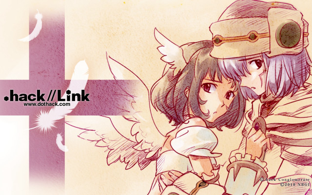 Anime characters wings pink background free wallpaper - medium preview image