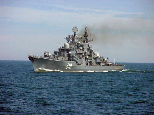 Battleship ocean smoke stacks large free wallpaper - medium preview image