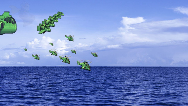 Green kites ocean cloudy day free wallpaper - medium preview image