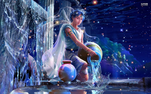 Woman ledge vase starry sky free wallpaper - medium preview image