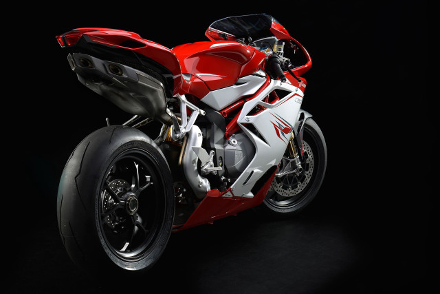Red white motorcycle dark room #2 free wallpaper - medium preview image