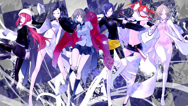 Anime girls blue background white free wallpaper for desktop - medium preview image