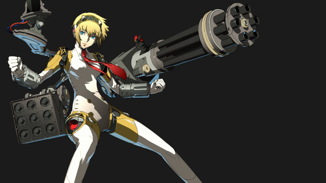 Woman black white outfit gun free wallpaper - medium preview image