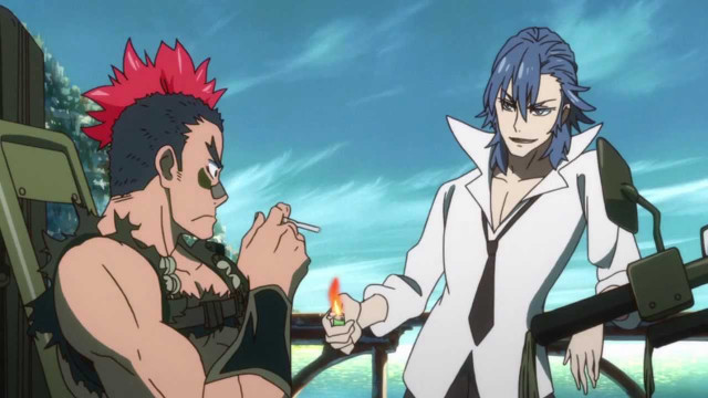 Anime characters bench cigarette smoking free wallpaper - medium preview image