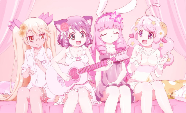 Girls bed guitar cat group free wallpaper - medium preview image