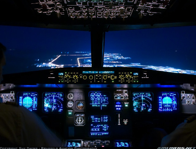 Man cockpit plane night lights #2 free wallpaper - medium preview image