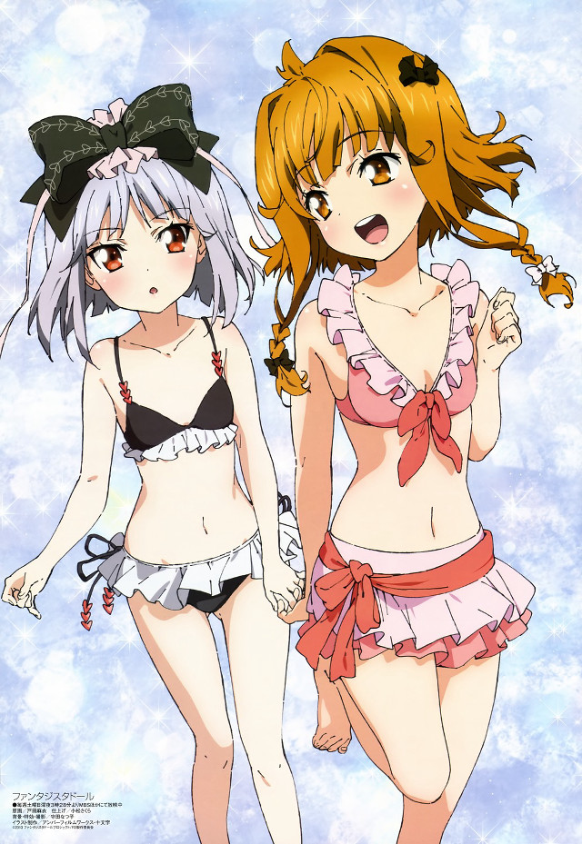 Two anime girls snow bathing free wallpaper - medium preview image
