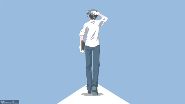 Man standing white surface hands free wallpaper - medium preview image