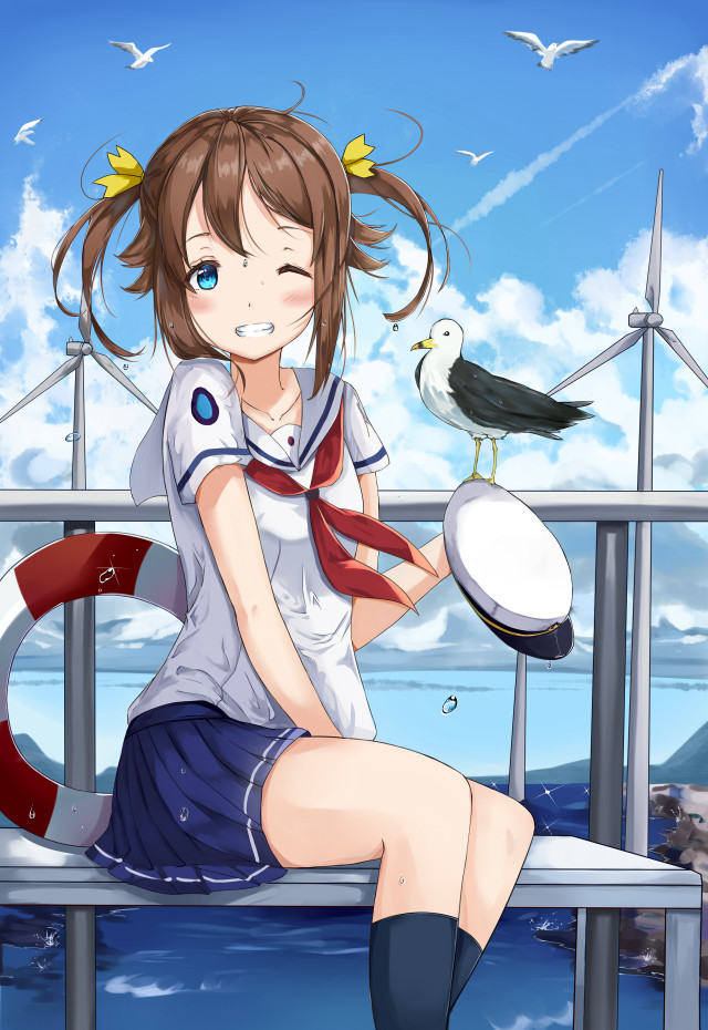 Girl bench bird shoulder bird free wallpaper - medium preview image