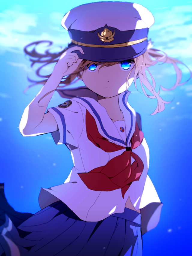 Woman sailor outfit underwater hat free wallpaper - medium preview image
