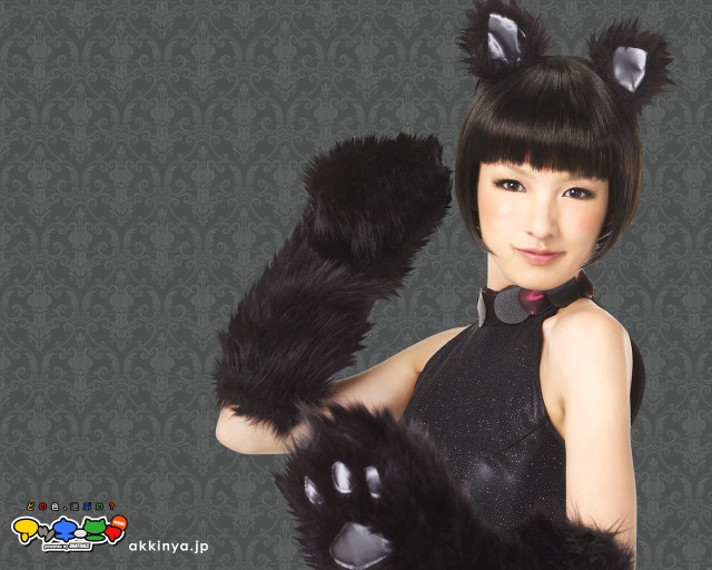 Woman black dress holding cat #2 free wallpaper - medium preview image