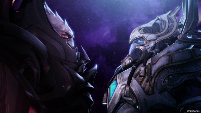 Two characters space setting purple free wallpaper - medium preview image