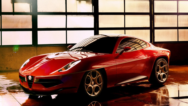Red sports car garage windows free wallpaper - medium preview image