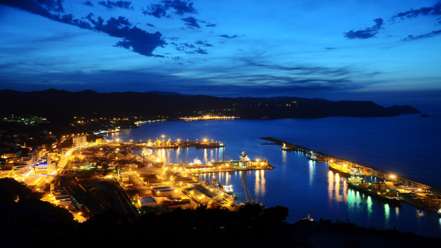 City water pier night lights free wallpaper - medium preview image