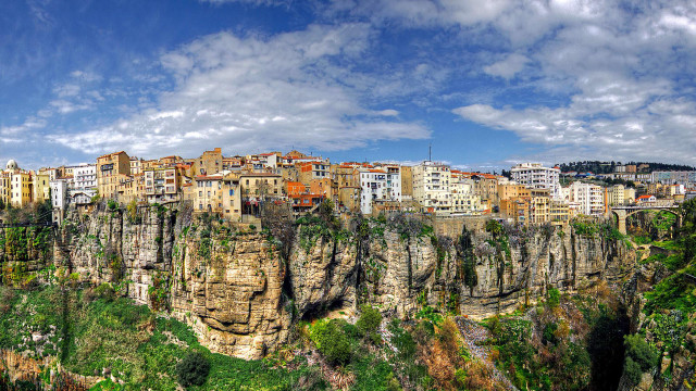 City cliff river mountain trees free wallpaper - medium preview image