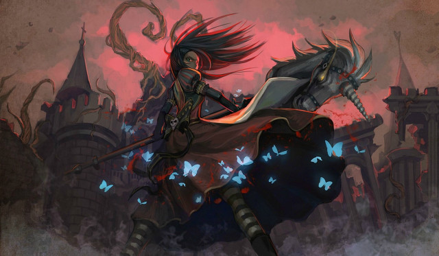 Woman riding horse demon castle free wallpaper - medium preview image