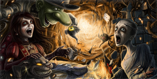 Woman man room fire monster free wallpaper - medium preview image