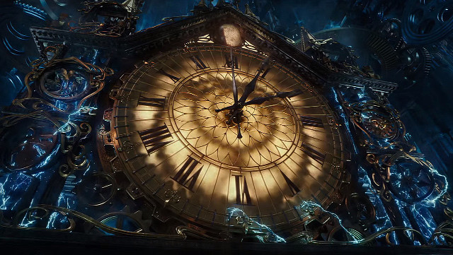 Golden clock dark room blue free wallpaper - medium preview image