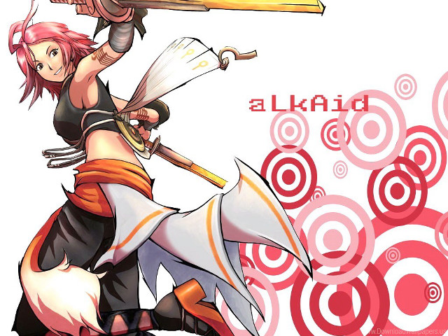 Woman sword cat red white free wallpaper - medium preview image