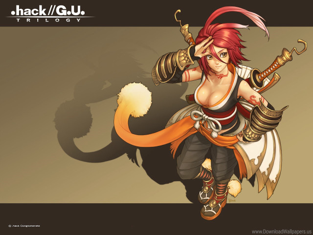 Woman red hair sword hand free wallpaper - medium preview image