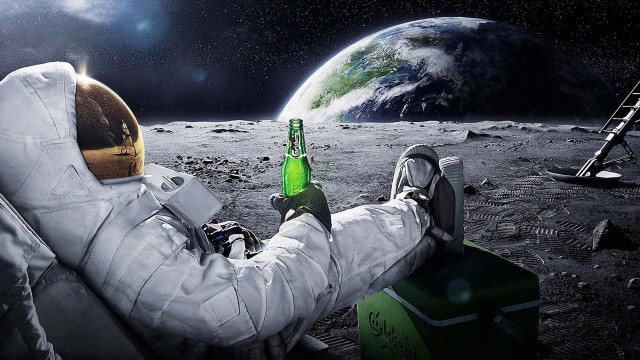 Man spacesuit beer planet ladder #5 free wallpaper - medium preview image
