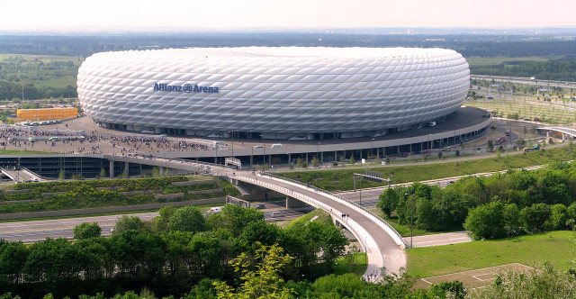 Stadium bridge trees road surrounding free wallpaper - medium preview image