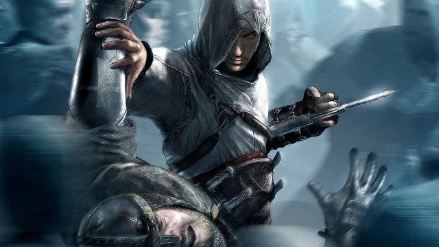Man hooded outfit knife sword free wallpaper - medium preview image