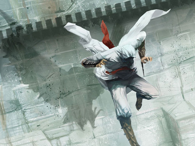 Man white suit flying sword free wallpaper - medium preview image