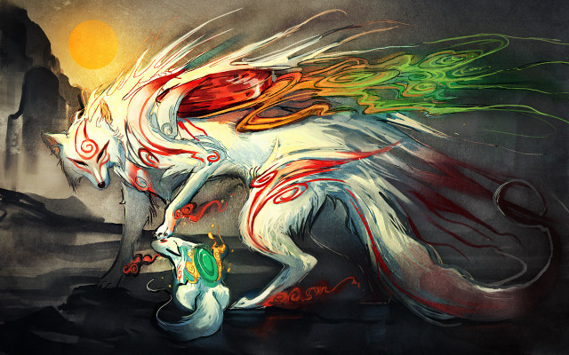 White horse red mane green free wallpaper - medium preview image
