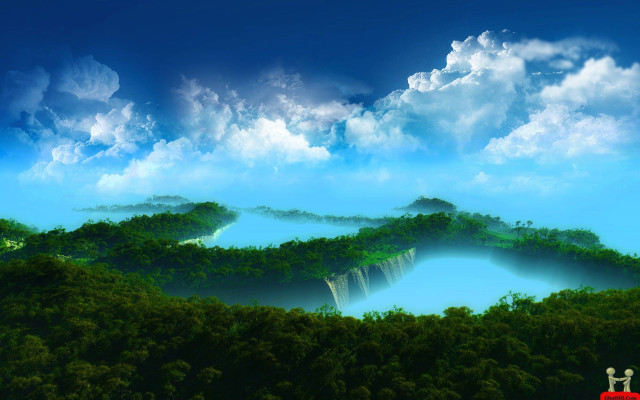 Mountain lake trees foreground sky free wallpaper - medium preview image