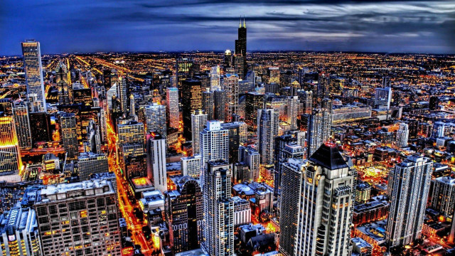 Cityscape tall buildings night cloudy #2 free wallpaper - medium preview image