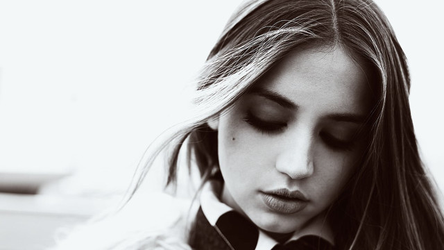 Woman long hair tie looking free wallpaper - medium preview image