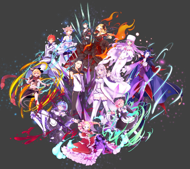 Anime characters colorful lines black free wallpaper - medium preview image