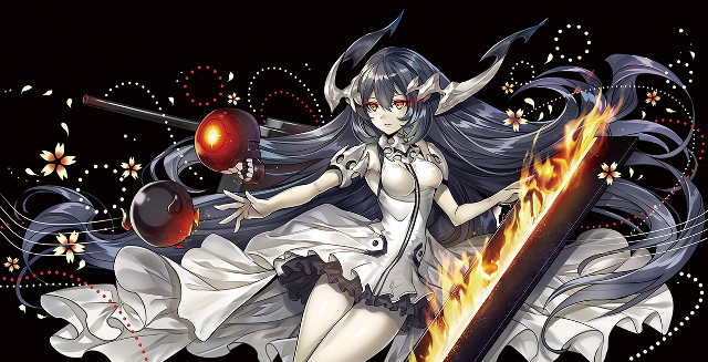 Woman long hair sword fire #2 free wallpaper - medium preview image