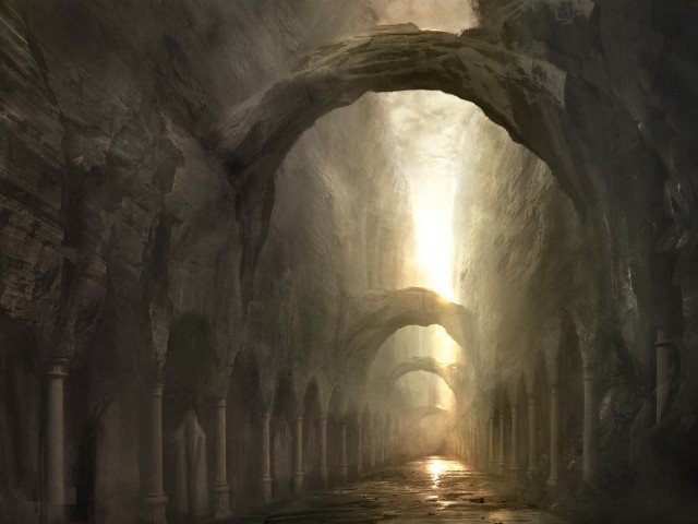 Tunnel light person walking down free wallpaper - medium preview image